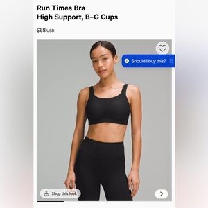 Lululemon run times black Sports Bra 32DDD